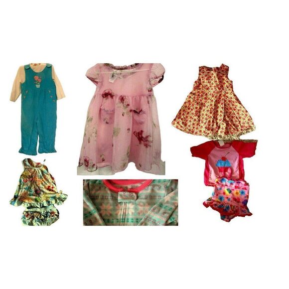 Toddler Girls 18-24 Mo Six (6) Outfits Sleeper Dresses 10 Pcs Baby Nay Absorba - Picture 1 of 14